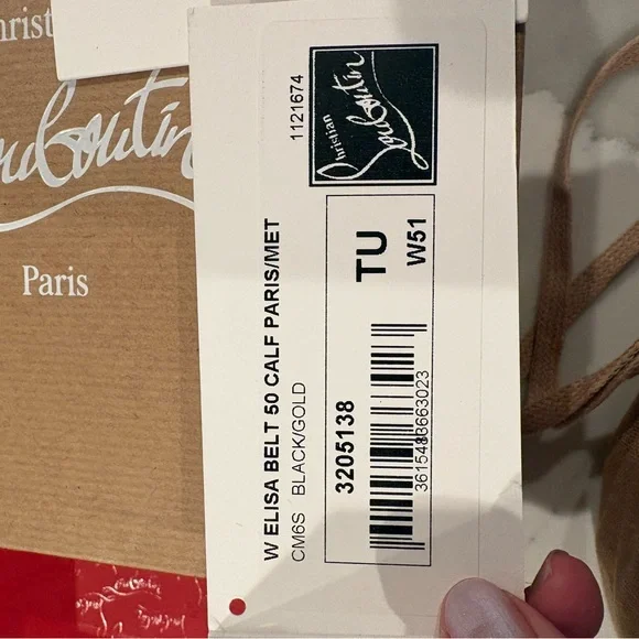 Christian Louboutin Black Belt with  Gold hardware New in Box - Picture 4 of 11
